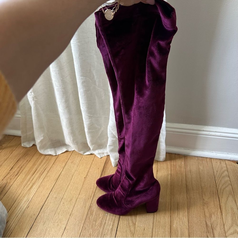 AQUAZZURA So Me Eggplant Purple Over the Knee Heel Boots - Picture 6 of 13